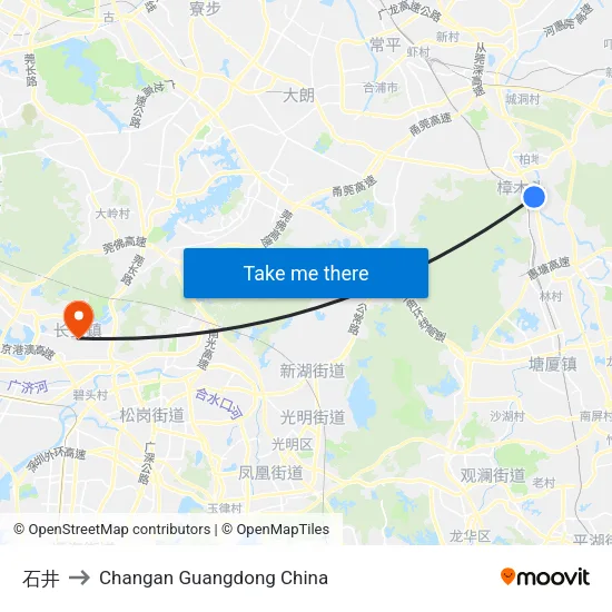 石井 to Changan Guangdong China map