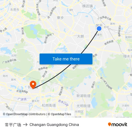 常平广场 to Changan Guangdong China map