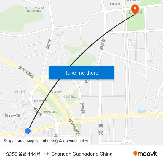 S358省道444号 to Changan Guangdong China map
