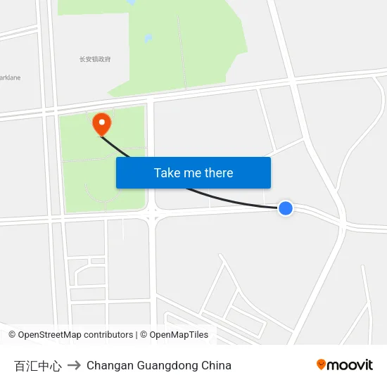 百汇中心 to Changan Guangdong China map