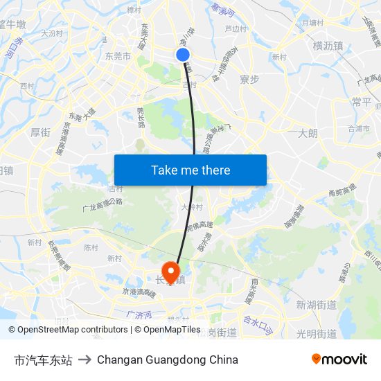 市汽车东站 to Changan Guangdong China map