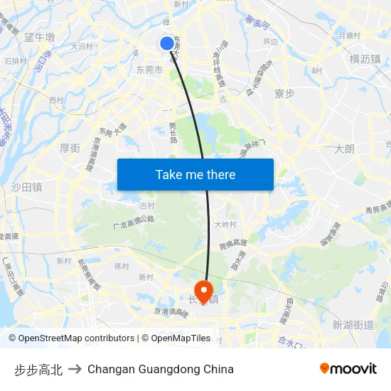 步步高北 to Changan Guangdong China map