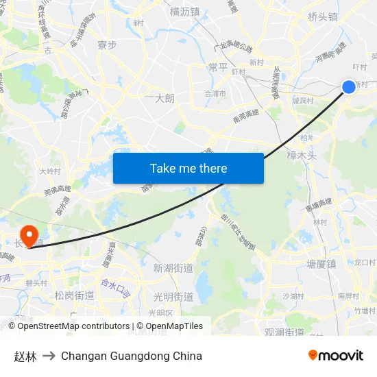 赵林 to Changan Guangdong China map