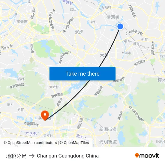 地税分局 to Changan Guangdong China map