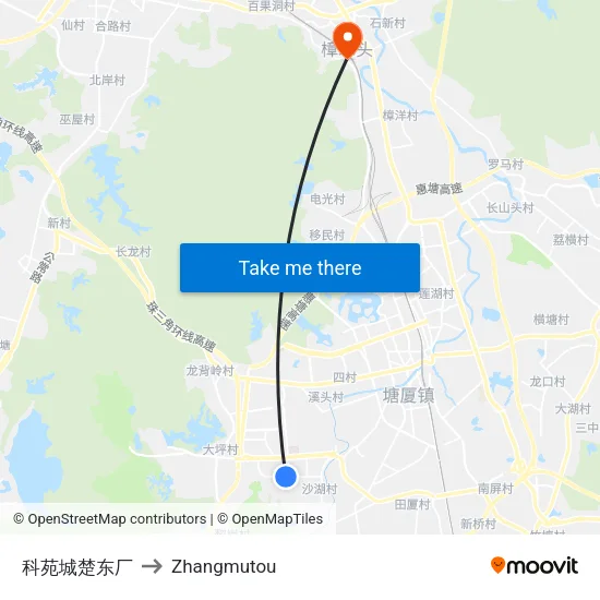 Keyuan City Chudong Factory to Zhangmutou map