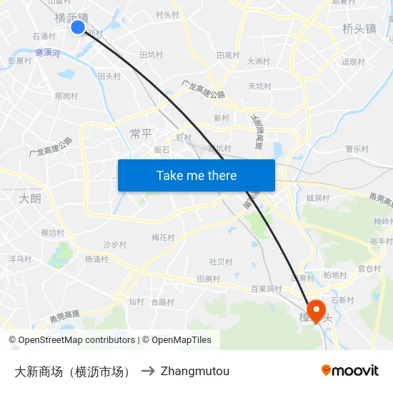 大新商场（横沥市场） to Zhangmutou map