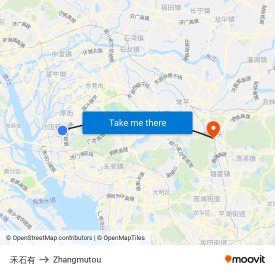 禾石有 to Zhangmutou map