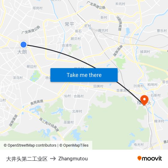 大井头第二工业区 to Zhangmutou map