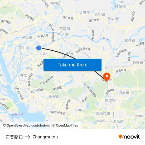 石美路口 to Zhangmutou map