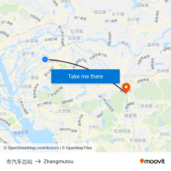 市汽车总站 to Zhangmutou map