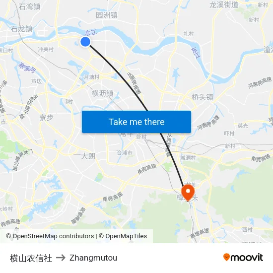 横山农信社 to Zhangmutou map