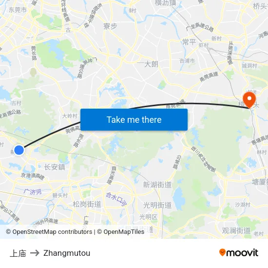 上庙 to Zhangmutou map