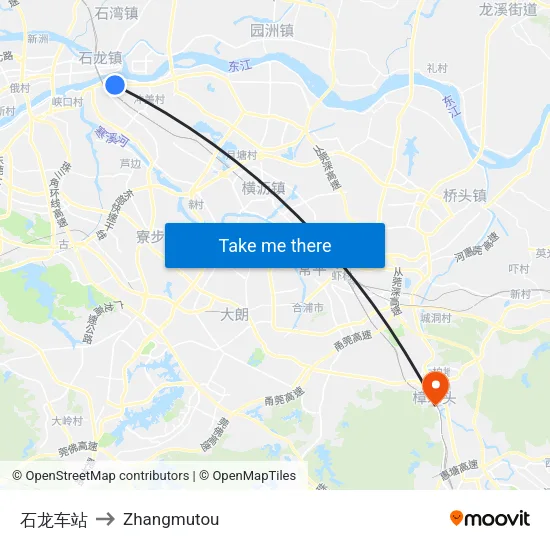 石龙车站 to Zhangmutou map