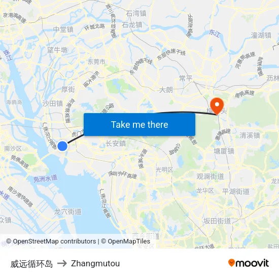威远循环岛 to Zhangmutou map