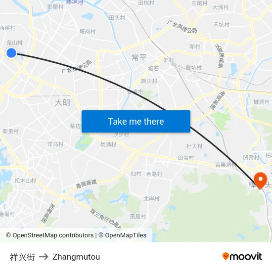 祥兴街 to Zhangmutou map