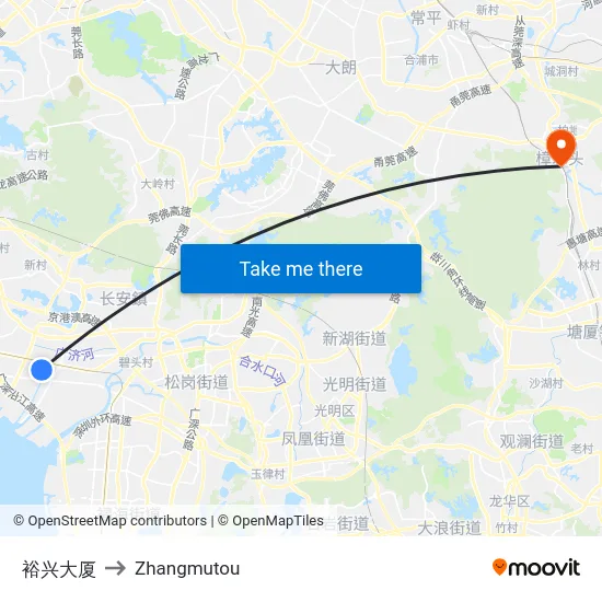 裕兴大厦 to Zhangmutou map