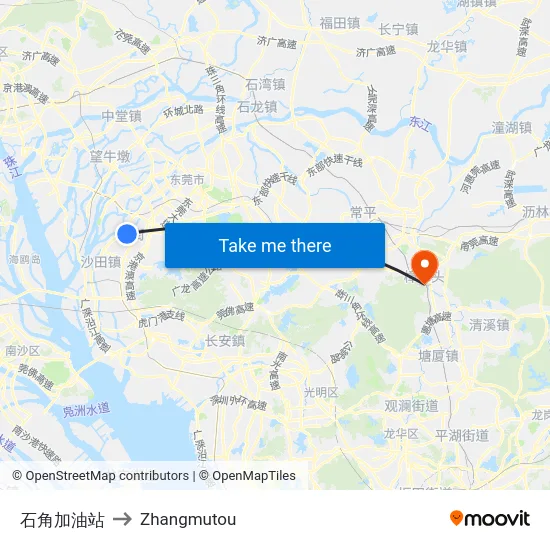 石角加油站 to Zhangmutou map