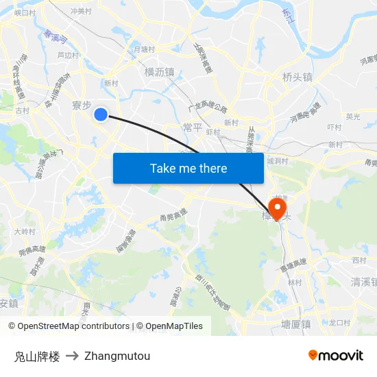 凫山牌楼 to Zhangmutou map