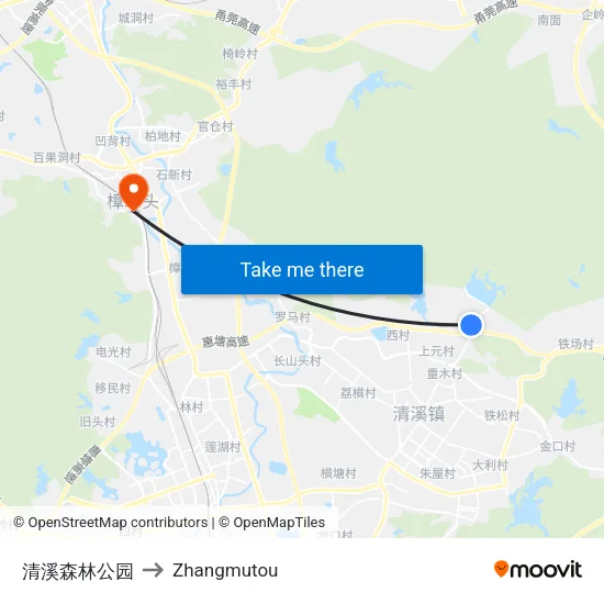 清溪森林公园 to Zhangmutou map