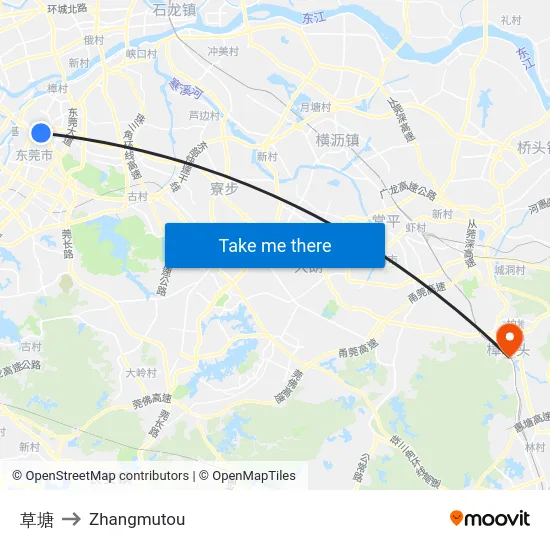 草塘 to Zhangmutou map