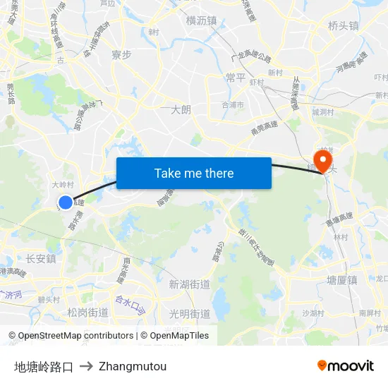 Ditangling Intersection to Zhangmutou map