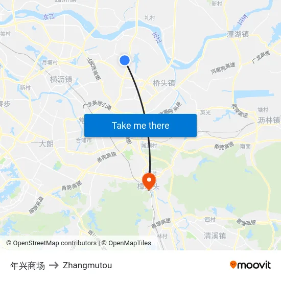 年兴商场 to Zhangmutou map