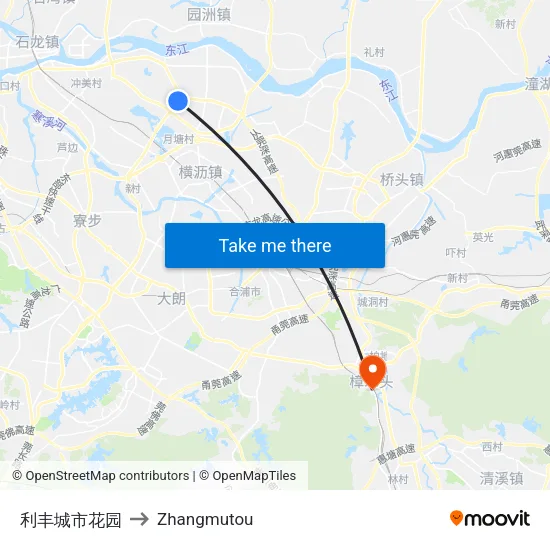 利丰城市花园 to Zhangmutou map