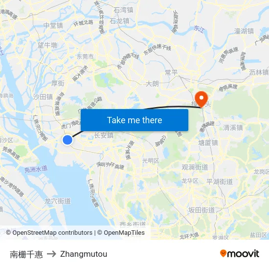 南栅千惠 to Zhangmutou map