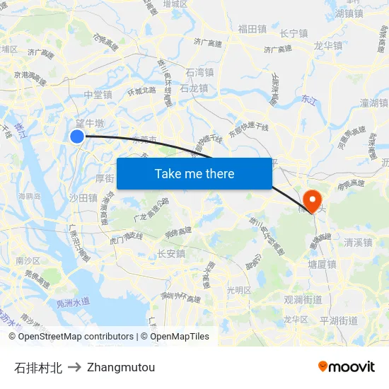 石排村北 to Zhangmutou map