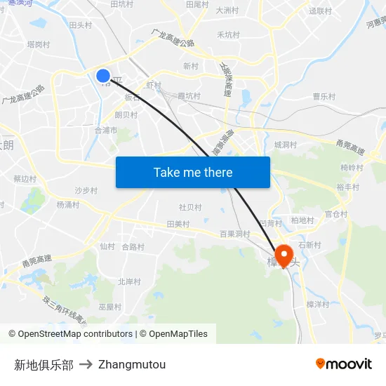 新地俱乐部 to Zhangmutou map