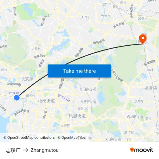 志联厂 to Zhangmutou map
