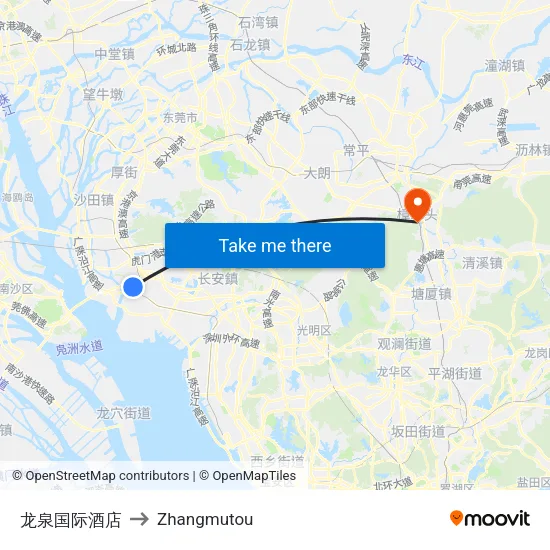 龙泉国际酒店 to Zhangmutou map