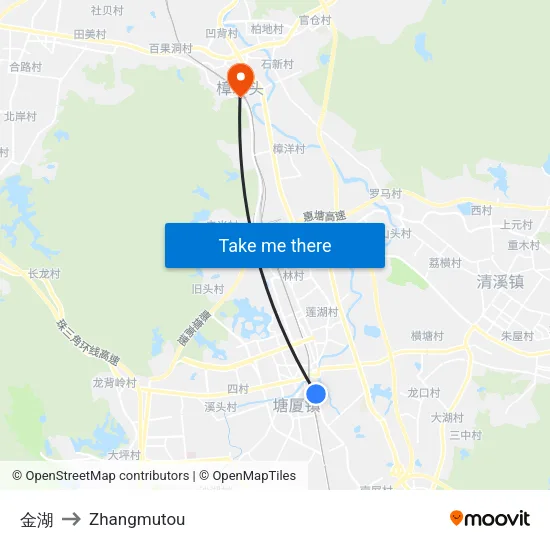 金湖 to Zhangmutou map