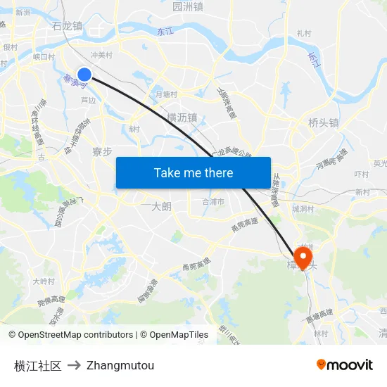 横江社区 to Zhangmutou map
