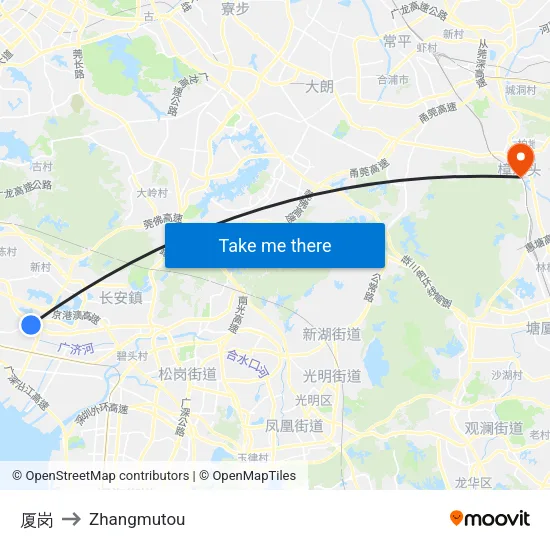 Xiagang to Zhangmutou map