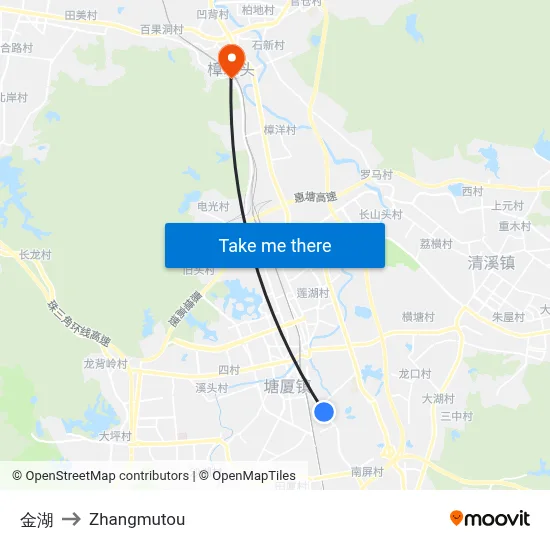 金湖 to Zhangmutou map