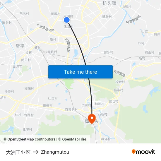 大洲工业区 to Zhangmutou map