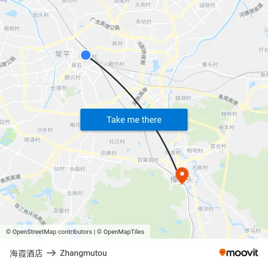 海霞酒店 to Zhangmutou map