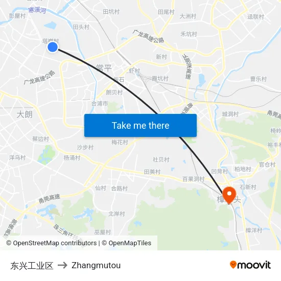 东兴工业区 to Zhangmutou map