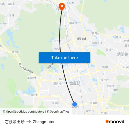 石鼓派出所 to Zhangmutou map