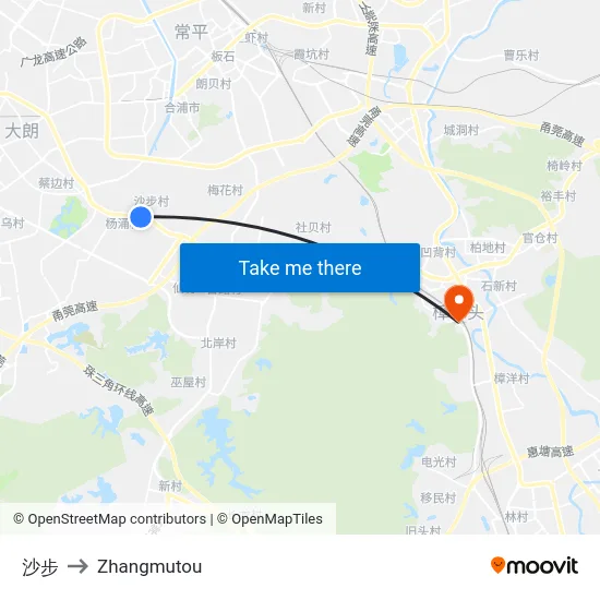 沙步 to Zhangmutou map