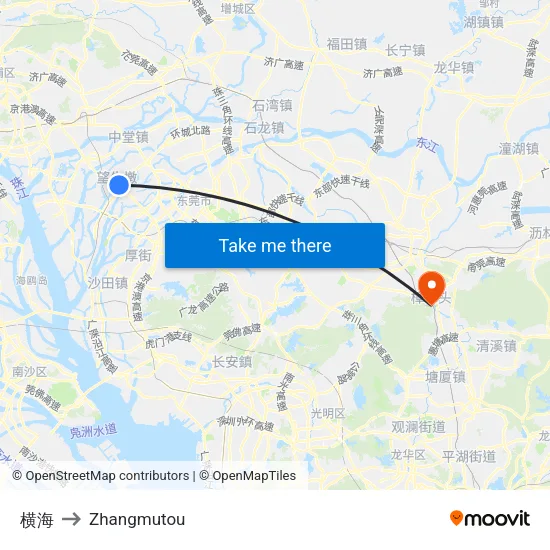 横海 to Zhangmutou map