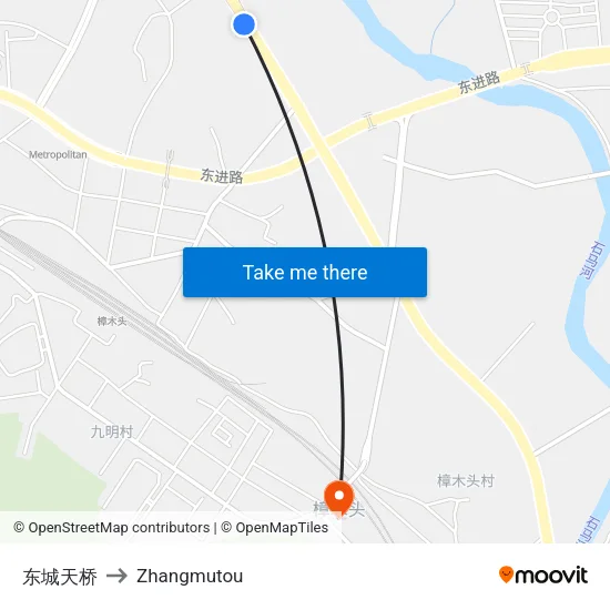 东城天桥 to Zhangmutou map