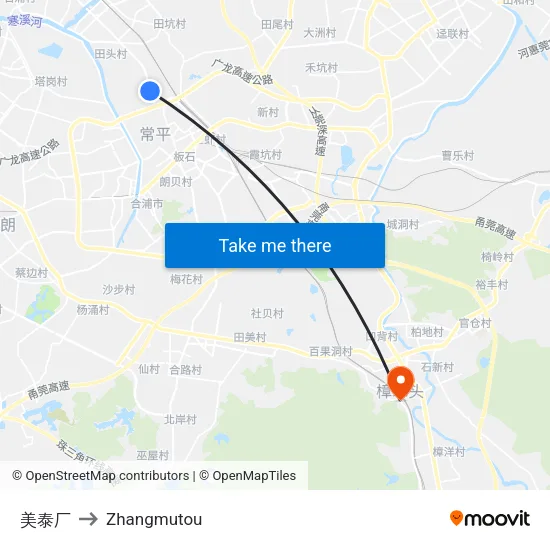 美泰厂 to Zhangmutou map