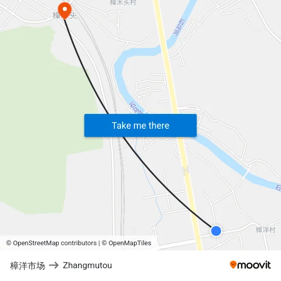 樟洋市场 to Zhangmutou map