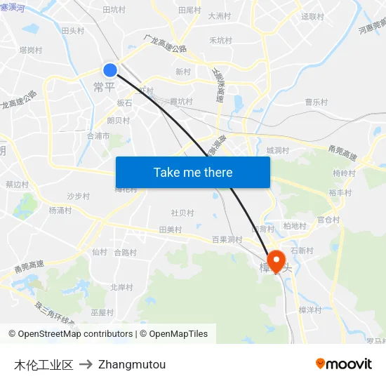 木伦工业区 to Zhangmutou map