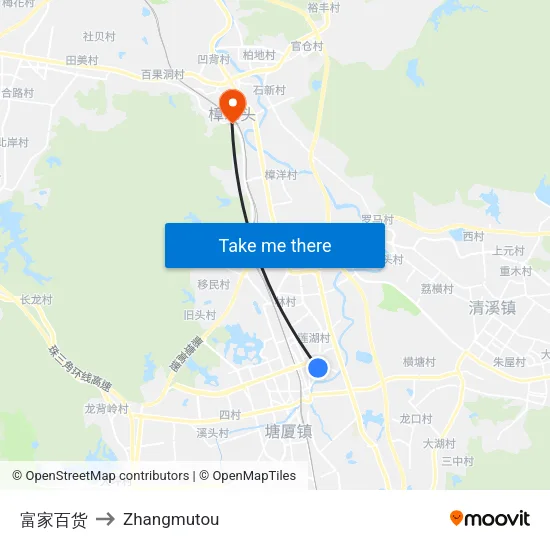 富家百货 to Zhangmutou map