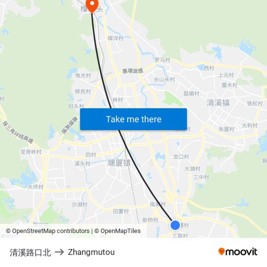 清溪路口北 to Zhangmutou map