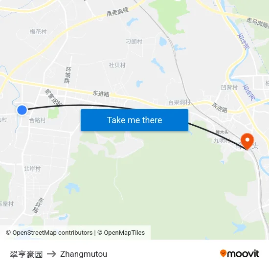 翠亨豪园 to Zhangmutou map