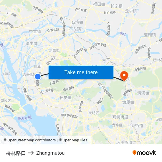 桥林路口 to Zhangmutou map